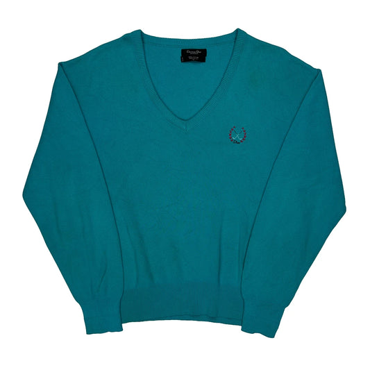Christian Dior Jumper - Large Blue Cotton
