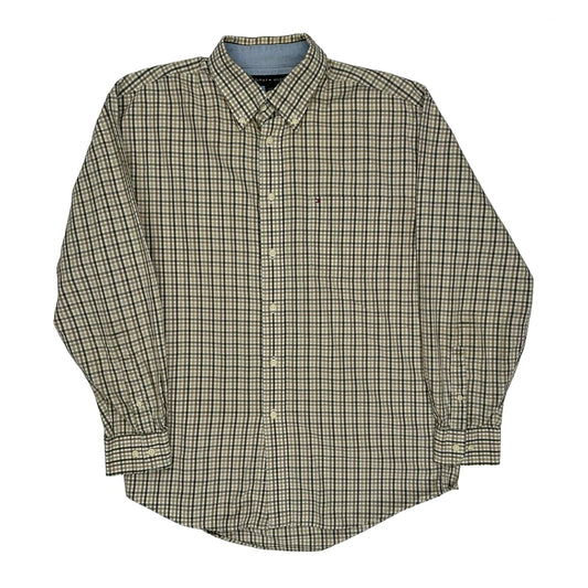 Vintage Tommy Hilfiger Checked Shirt - Large Beige Cotton