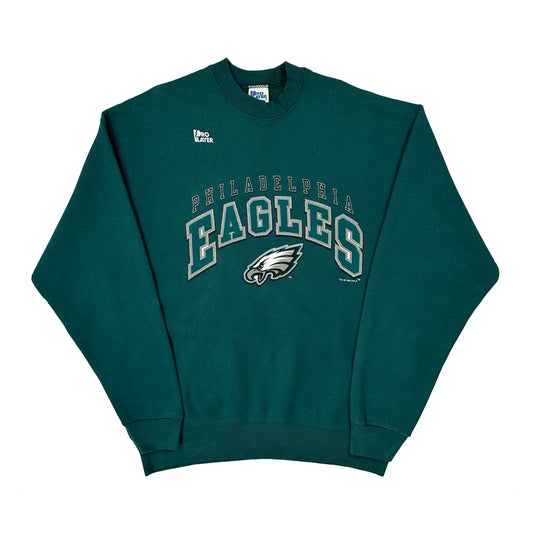 Made In USA Philadelphia Eagles Pro Player Nfl Sweatshirt - XL Teal Cotton Blend