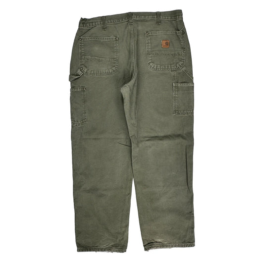 Vintage Mos Carhartt Double Knee Carpenter Trousers - 34W 30L Khaki Cotton