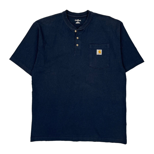 Carhartt Polo Shirt - Large Navy Cotton