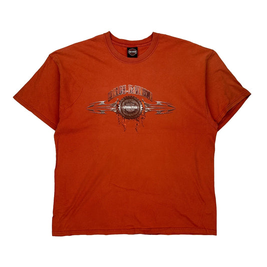 Seaford Delaware Harley Davidson Graphic T-Shirt - 2XL Orange Cotton