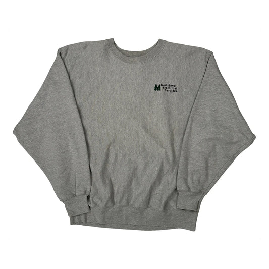 Reverse Weave Champion Sweatshirt - Large Grey Cotton Blend