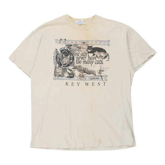 Vintage cream Key West Hanes T-Shirt - mens large