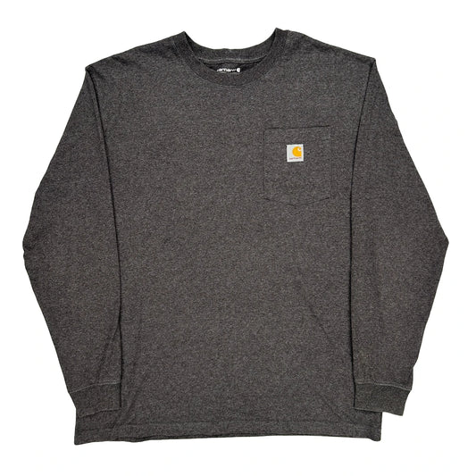 Carhartt Long Sleeve T-Shirt - Large Grey Cotton