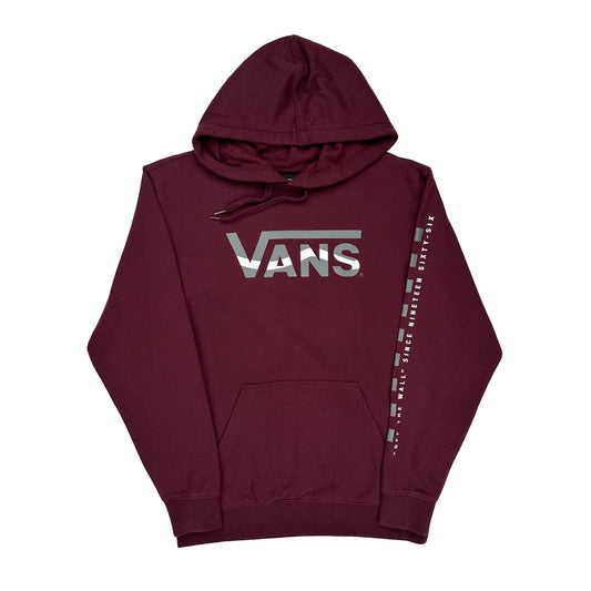 Vans Graphic Hoodie - Small Burgundy Cotton