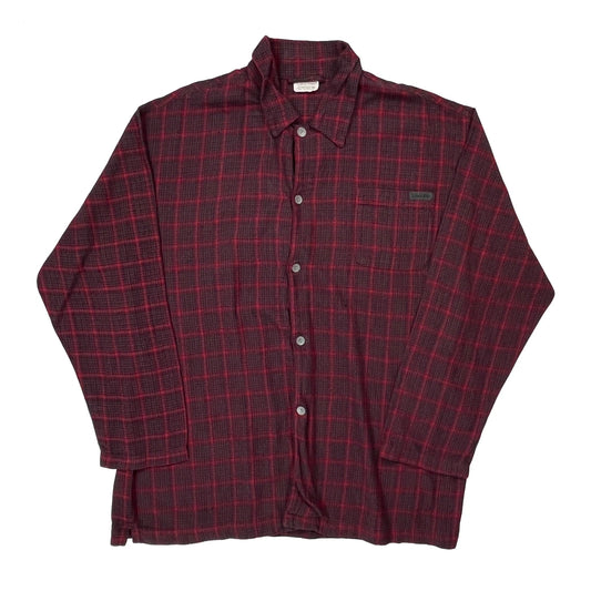 Calvin Klein Checked Flannel Shirt - Large Red Cotton