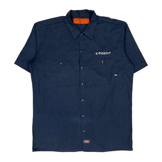 Dickies Short Sleeve Shirt - Large Navy Polyester Blend