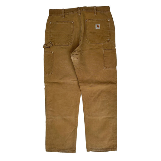 Vintage Brn Carhartt Double Knee Carpenter Trousers - 34W 31L Brown Cotton