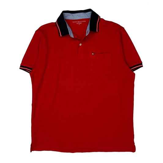 Tommy Hilfiger Polo Shirt - Medium Red Cotton