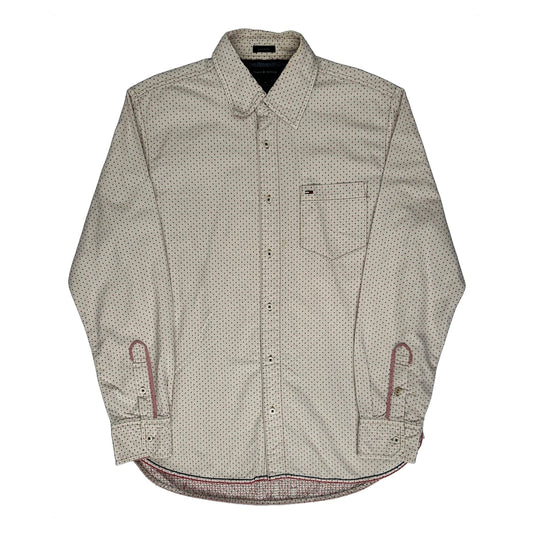 Tommy Hilfiger Polka Dot Patterned Shirt - Medium Cream Cotton