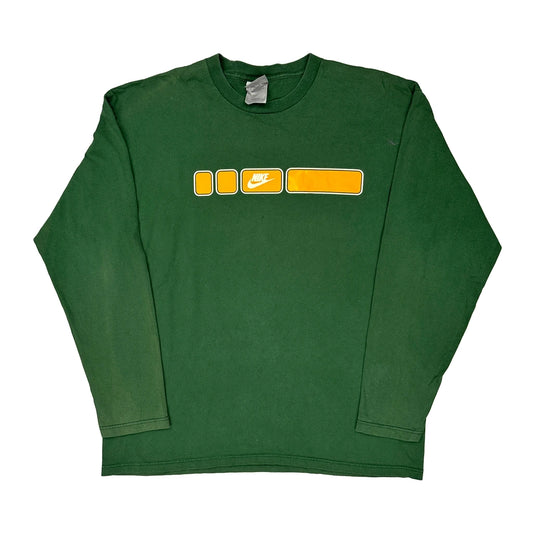 Made In USA Nike Long Sleeve T-Shirt - Large Green Cotton