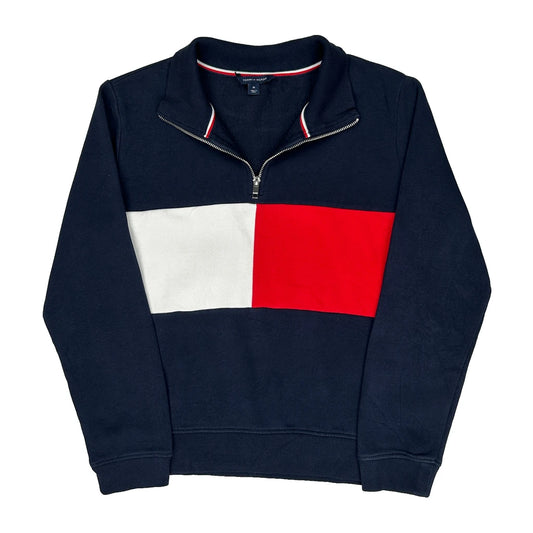 Vintage Tommy Hilfiger 1/4 Zip - Medium Navy Cotton