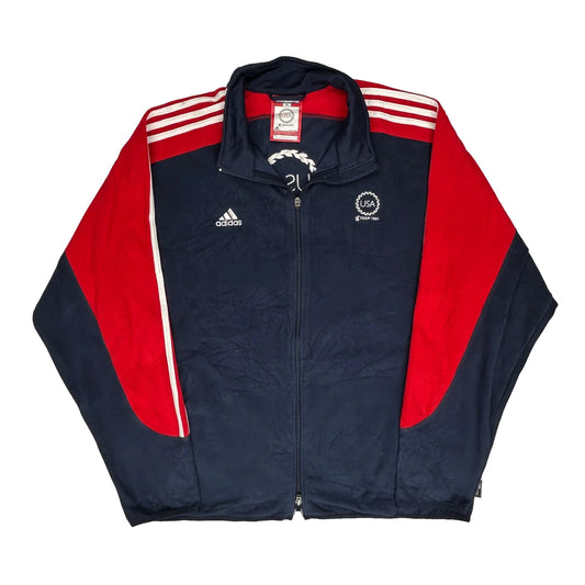 USA Team 2004 Adidas Striped Fleece Jacket - XL Navy Polyester