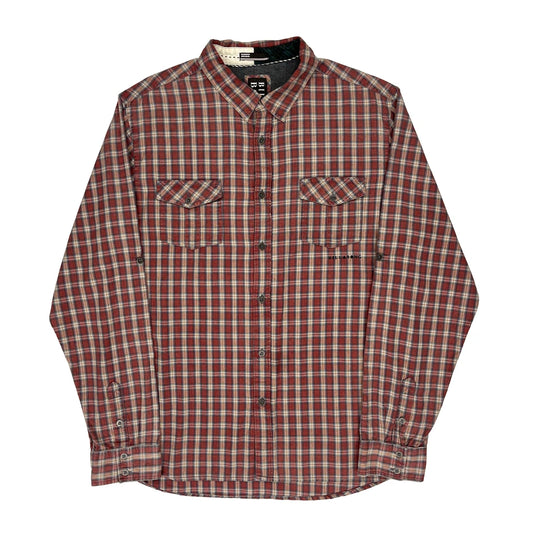 Billabong Checked Flannel Shirt - XL Red Cotton