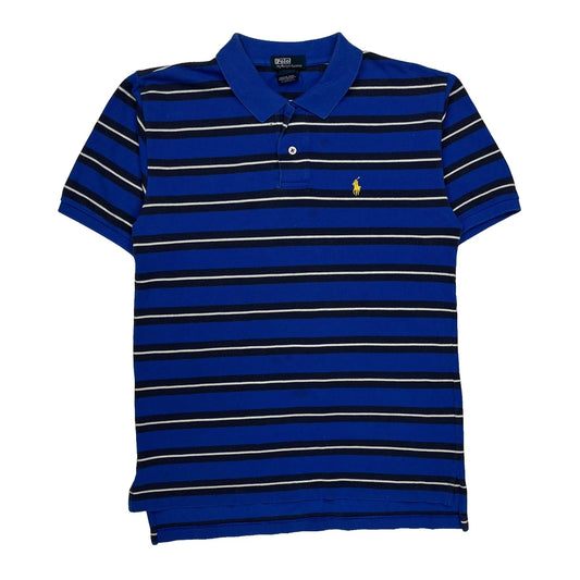 Vintage Age 13 Polo By Ralph Lauren Striped Polo Shirt - Large Blue Cotton