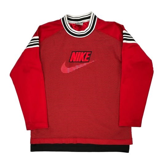 Age 12-13 Nike Striped Sweatshirt - Large Red Polyester