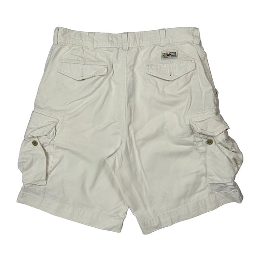 Vintage Polo By Ralph Lauren Cargo Shorts - 34W 11L White Cotton