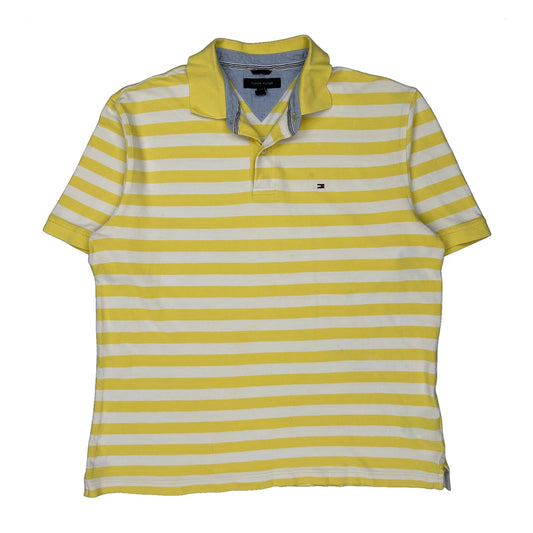 Tommy Hilfiger Striped Polo Shirt - XL White Cotton