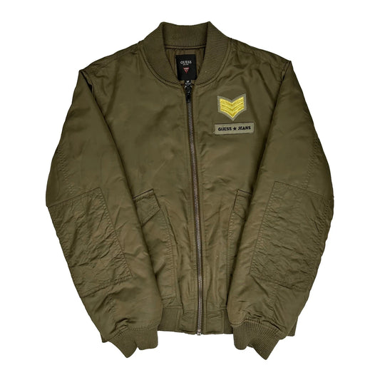 Vintage Guess Bomber Jacket - Small Khaki Nylon