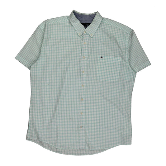 Tommy Hilfiger Checked Short Sleeve Shirt - 2XL Green Cotton