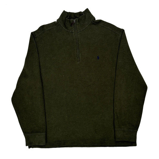 Polo By Ralph Lauren 1/4 Zip - Large Green Cotton