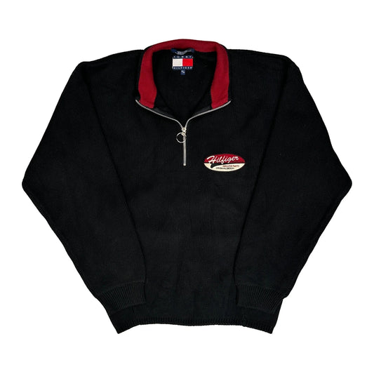 Tommy Hilfiger Collared 1/4 Zip - Medium Black Cotton