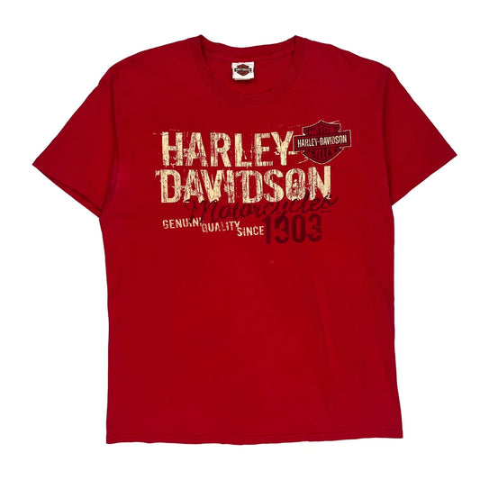 Music City USA Harley Davidson Graphic T-Shirt - Large Red Cotton