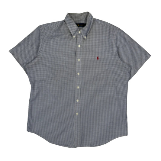 Ralph Lauren Checked Short Sleeve Shirt - XL Blue Cotton