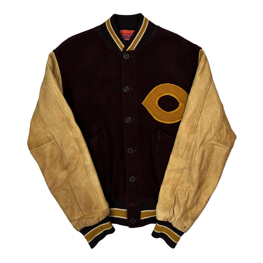 Letter C Patch King O'Shea Varsity Jacket - Medium Burgundy Wool Blend