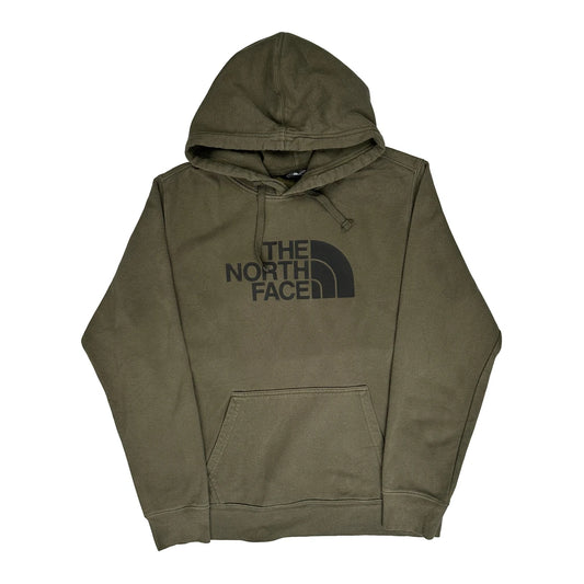 The North Face Spellout Hoodie - Large Khaki Cotton Blend
