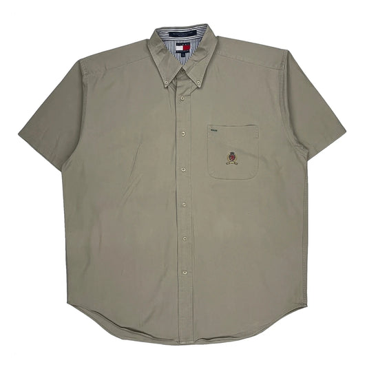 Tommy Hilfiger Short Sleeve Shirt - Large Beige Cotton