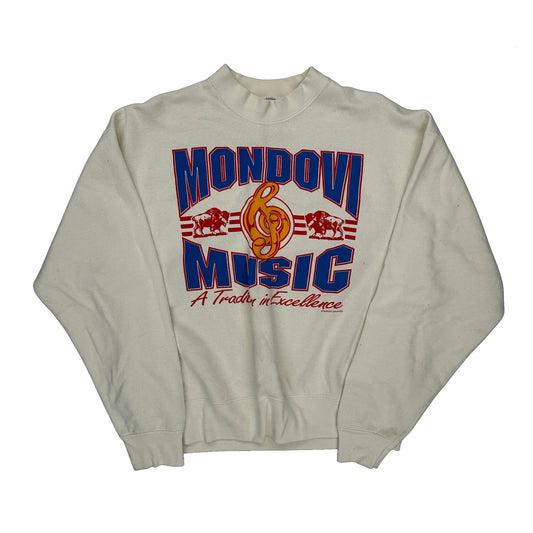 Made In USA, Mondovi Music Fruit Of The Loom Graphic Sweatshirt - XL Cream Cotton Blend