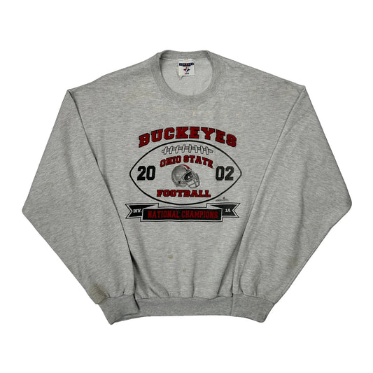 Ohio State Buckeyes Jerzees Football Sweatshirt - Medium Grey Cotton