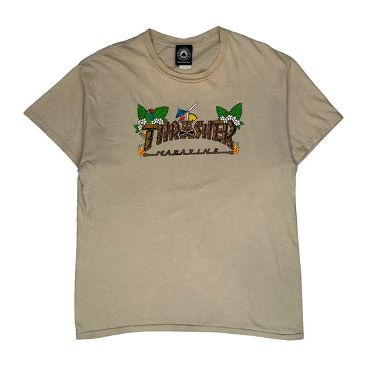 Thrasher Graphic T-Shirt - Large Beige Cotton