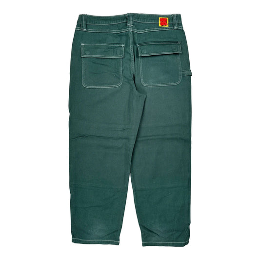 Hip Hop Empyre Double Knee Carpenter Trousers - 36W 30L Green Cotton