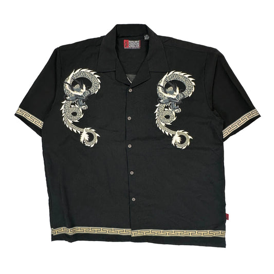 Mystic Origins Pineapple Connection Graphic Hawaiian Shirt - 2XL Black Polyester