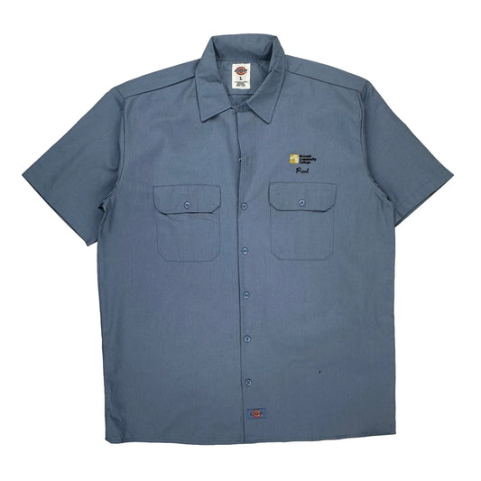 Dickies Short Sleeve Shirt - Large Blue Polyester Blend