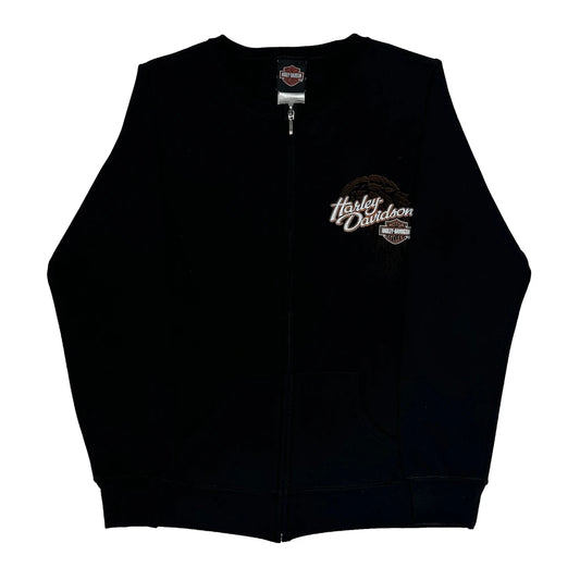 Vintage Charlie'S Harley-Davidson Harley Davidson Graphic Zip Up - Large Black Cotton