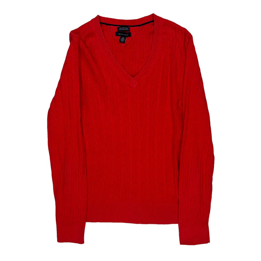 Tommy Hilfiger Cable Knit Jumper - Large Red Cotton