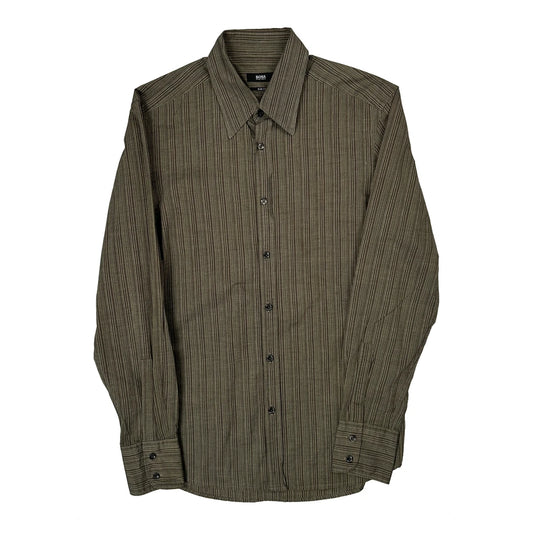 Vintage Boss Slim Fit Shirt - Medium Brown Cotton