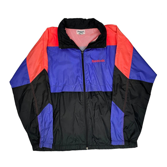 Sport Reebok Spellout Windbreaker - Large Black Nylon