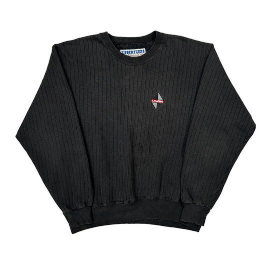 Ribbed Fleece Champion Sweatshirt - XL Black Cotton