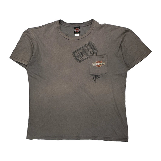 Harley Davidson Graphic T-Shirt - 2XL Grey Cotton