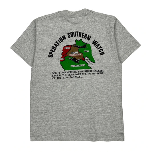 Operation Southern Watch Fruit Of The Loom Single Stitch T-Shirt - Large Grey Cotton Blend
