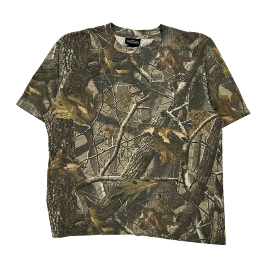Camouflage Mossy Oak Camo T-Shirt - Large Brown Cotton