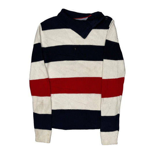 Tommy Hilfiger Striped Jumper - Medium White Knitted