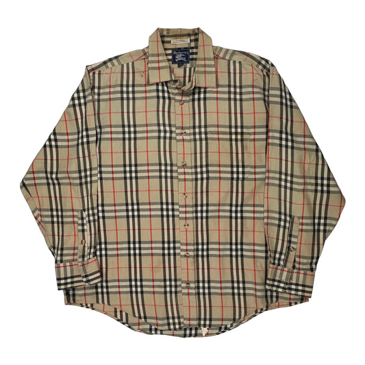 Burberry Checked Shirt - XL Beige Cotton