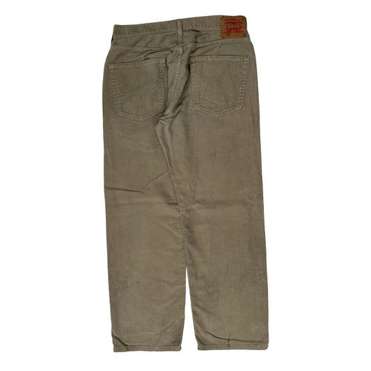 Vintage Levis 569 Baggy Cord Trousers - 33W 31L Khaki Corduroy