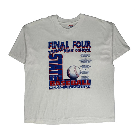 Baseball Championship Graphic Hanes T-Shirt - XL White Polyester Blend